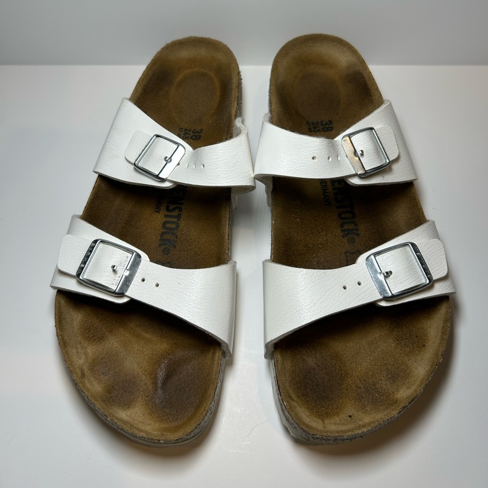 Birkenstock size 38 white leather Sydney Sandals